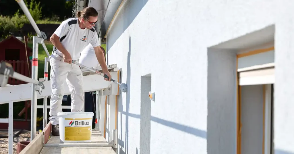 Altbewährt GmbH Fassadenanstrich - Mitarbeiter streicht Fassade